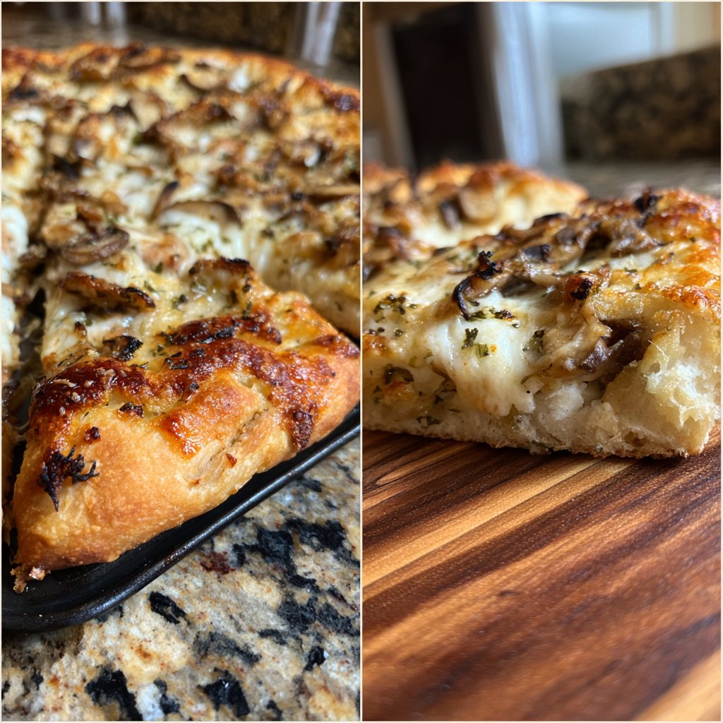 Pizza mit Pilzen und Käse