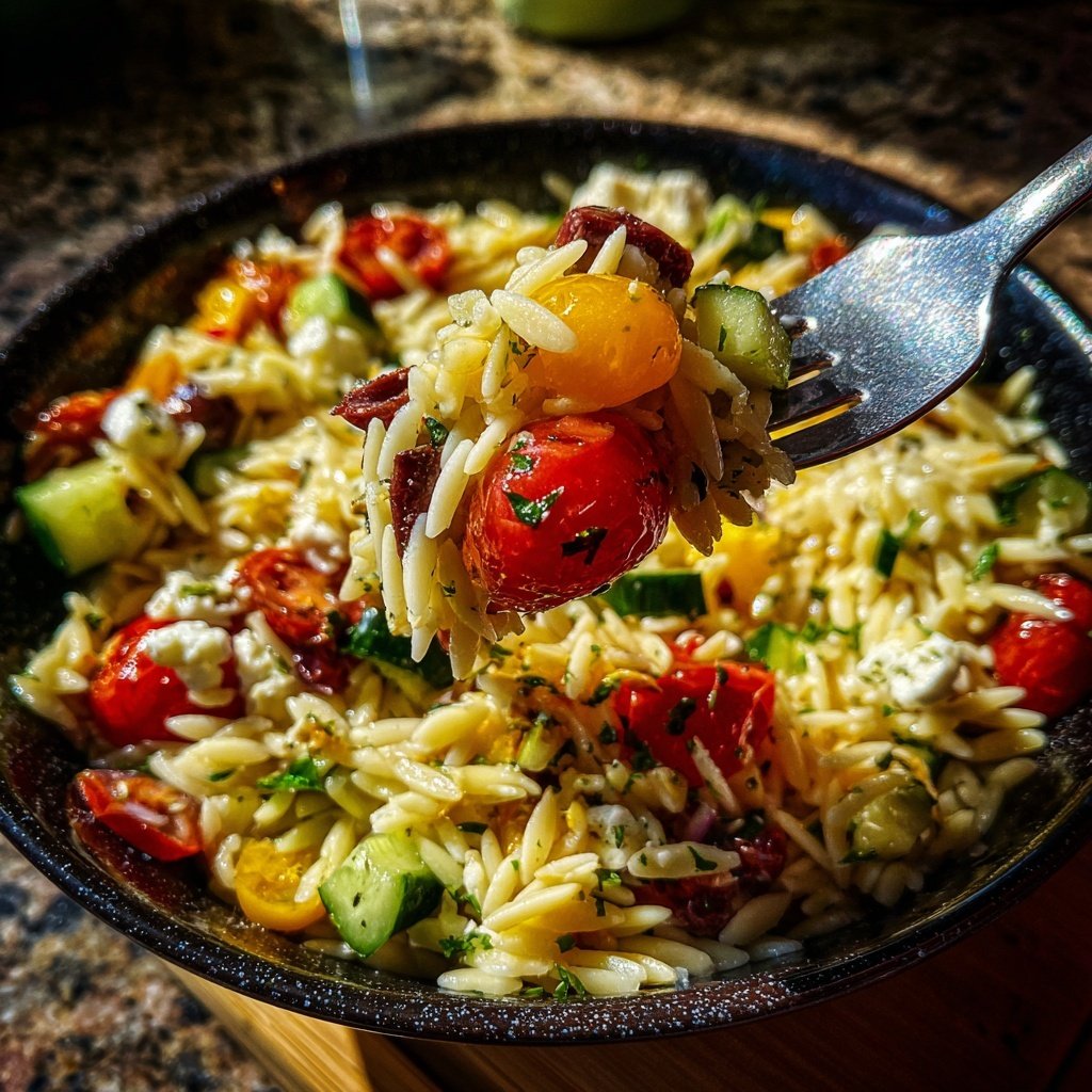 Griechischer Orzo Nudelsalat