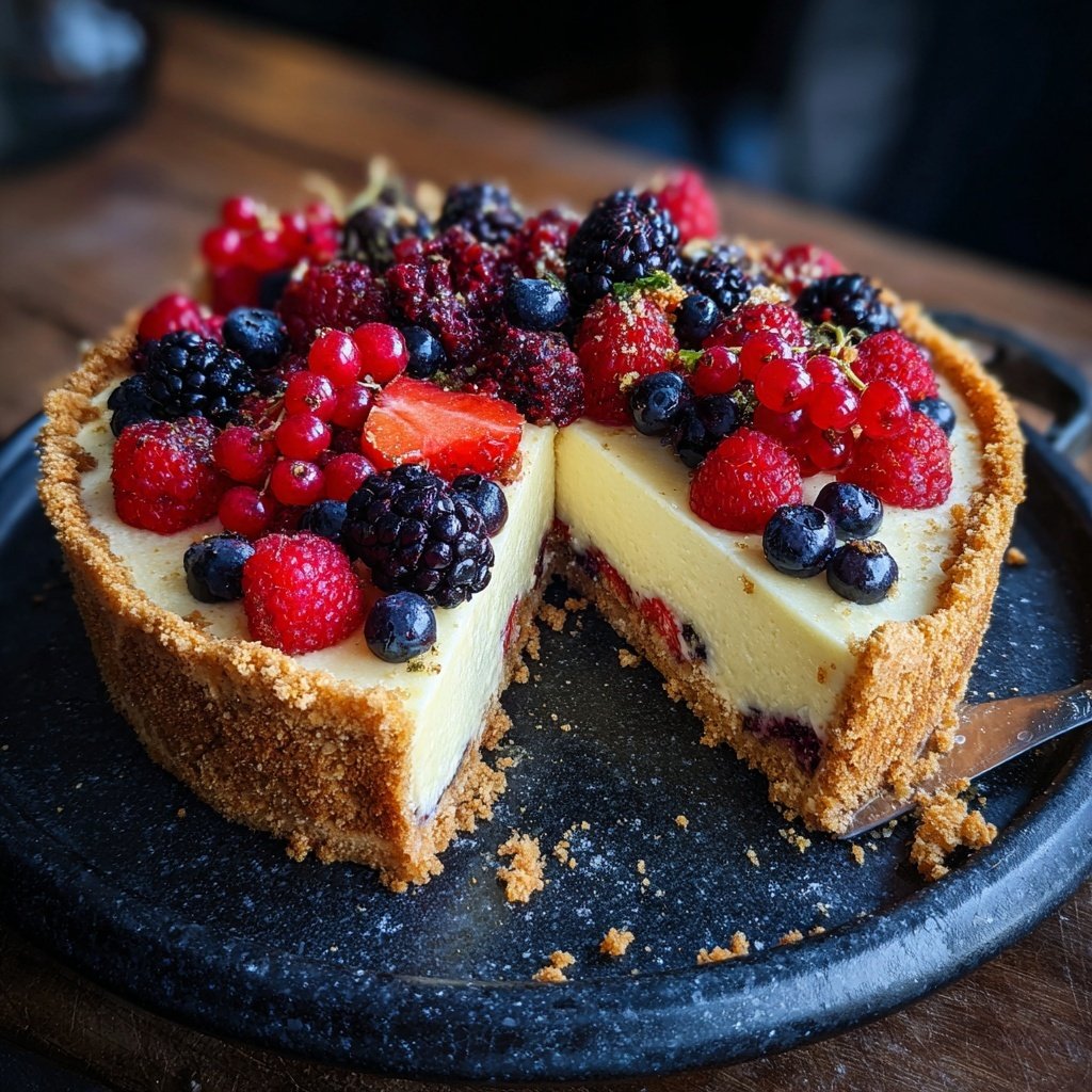 Blechkuchen mit Zitronencreme und Beeren