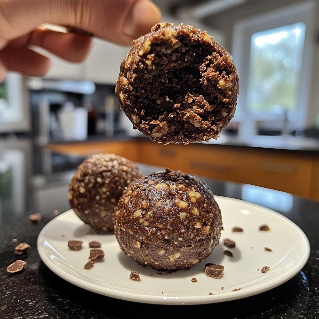 Protein Bällchen mit Kakao Nibs