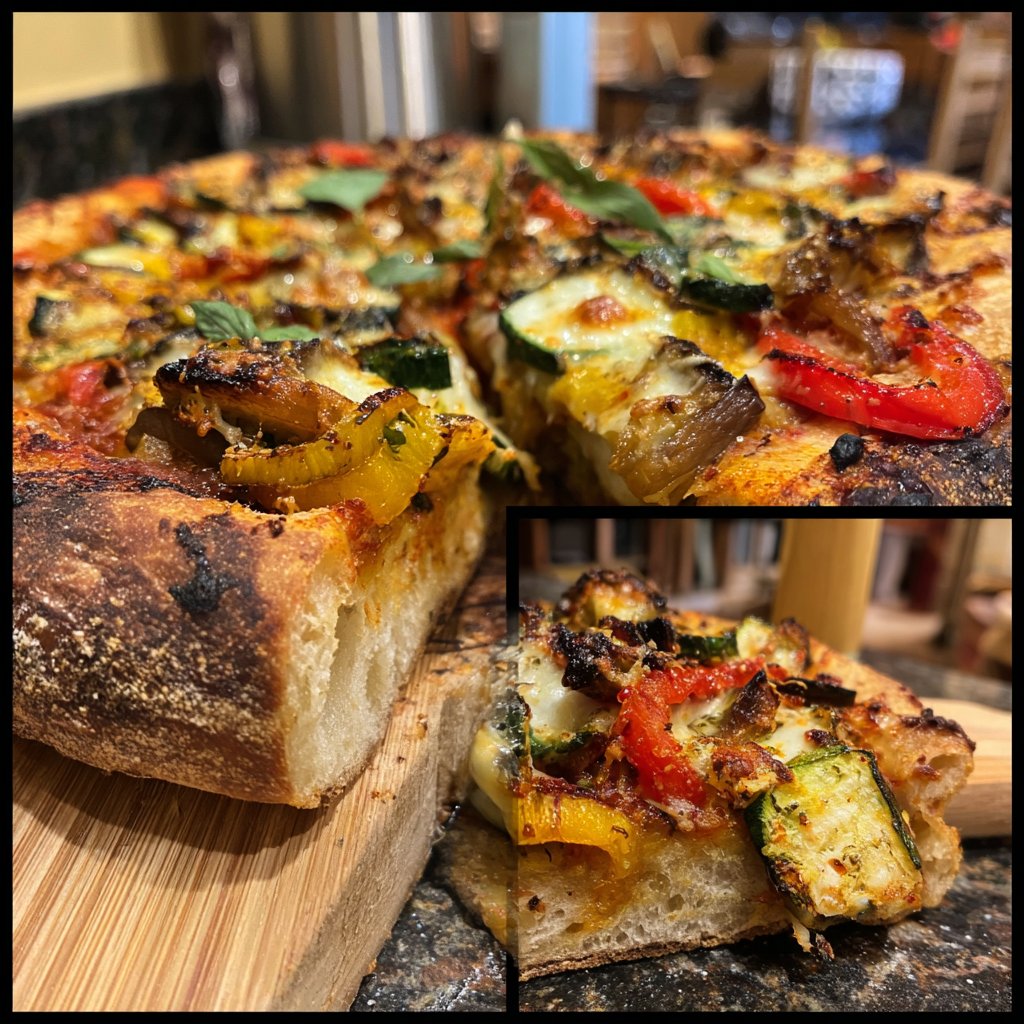 Pizza mit Gemüse vom Grill