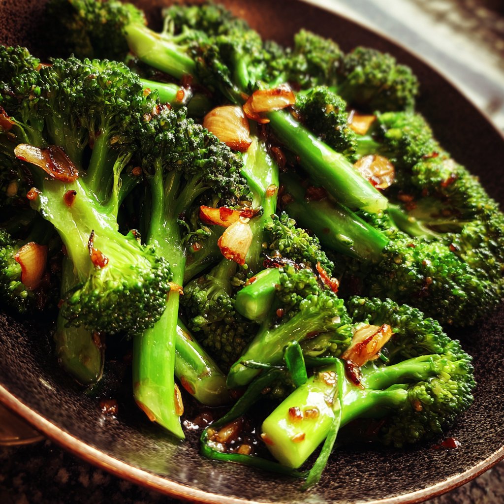 Brokkoli Pfanne Mit Knoblauch Und Sojasauce