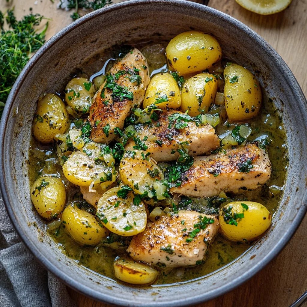 Kip met citroen-dilleboter en knoflook en asperges